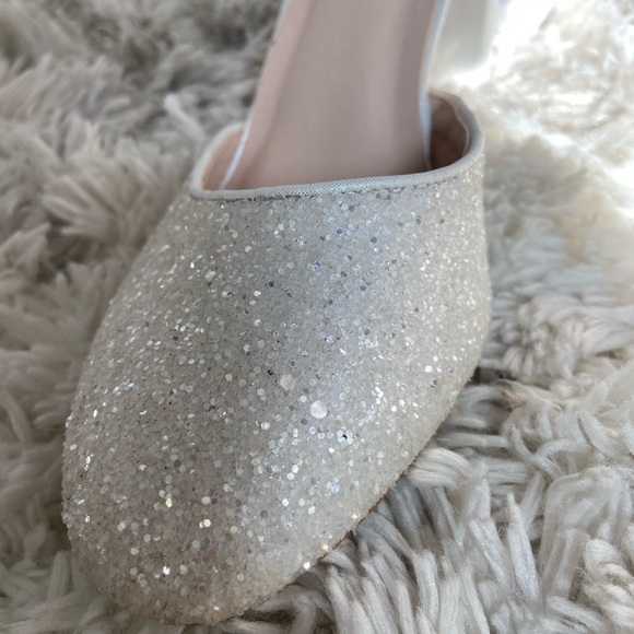 White Rock Glitter Block Heel w/ Back Satin Bow Wedding Shoe Size 6.5 - Picture 14 of 16